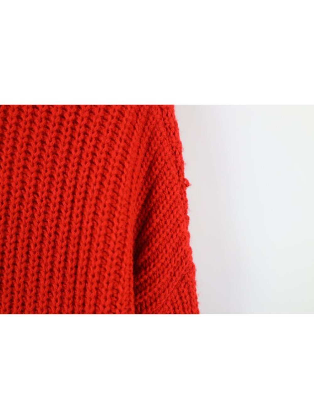 Vintage 70s 80s Streetwear Mens Large Blank Chunky Ribbed Knit Sweater Red USA - Picture 5 of 11